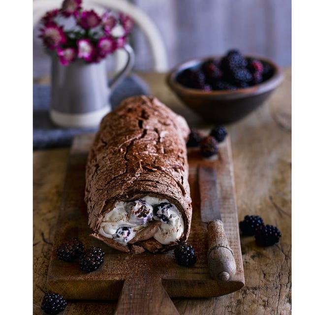 best chocolate recipes chocolate and blackberry meringue roulade