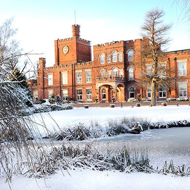 Winter, Window, Freezing, Snow, Twig, Precipitation, Frost, Clock tower, Clock, Manor house, 
