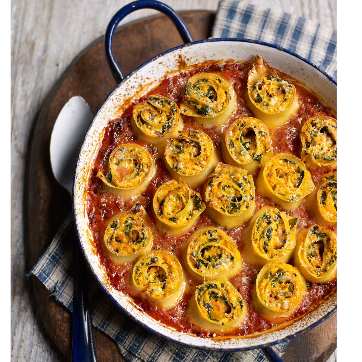 Sweet potato, spinach and goat's cheese rotolo - pasta bake recipes