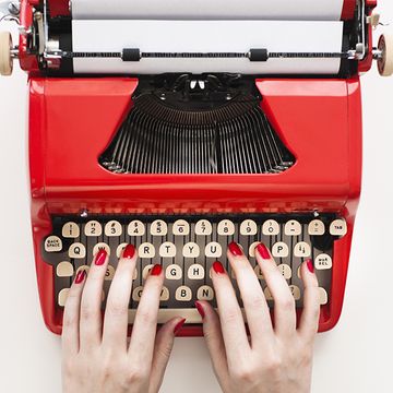 Typewriter, Finger, Product, Office equipment, Red, Office supplies, Line, Nail, Machine, Font, 