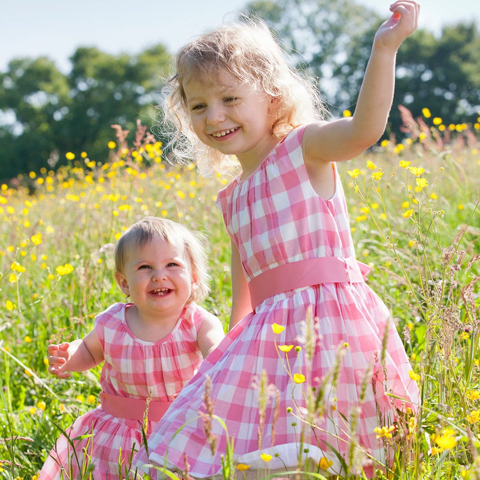 Smile, Mouth, Yellow, Plant, Child, Happy, Dress, People in nature, Summer, Facial expression, 