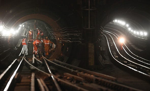 Infrastructure, Darkness, Electricity, Line, Track, Parallel, Electrical supply, Engineering, Tunnel, Steel, 