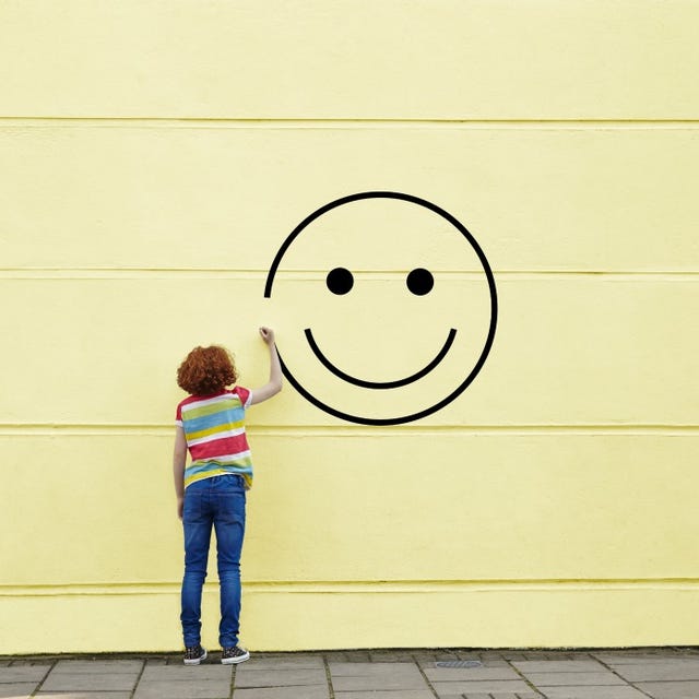 Yellow, Emoticon, Jeans, Smiley, Standing, Denim, Line, Street fashion, Circle, Icon, 