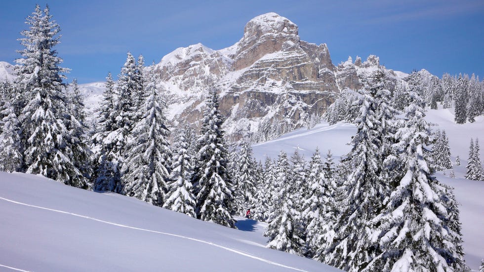 Winter, Blue, Freezing, Slope, Snow, Mountain, Mountain range, Glacial landform, Hill station, Evergreen, 