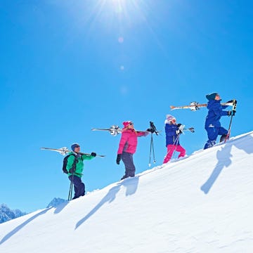 Clothing, Recreation, Slope, Winter sport, Winter, Sports equipment, Ski, Snow, Outdoor recreation, Skier, 