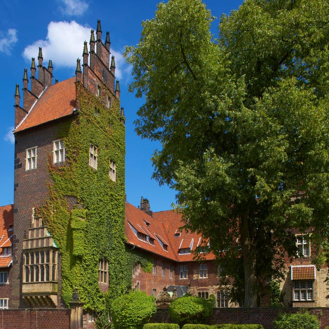 Neighbourhood, Building, Town, Real estate, Woody plant, Facade, Residential area, Brick, Roof, Medieval architecture, 