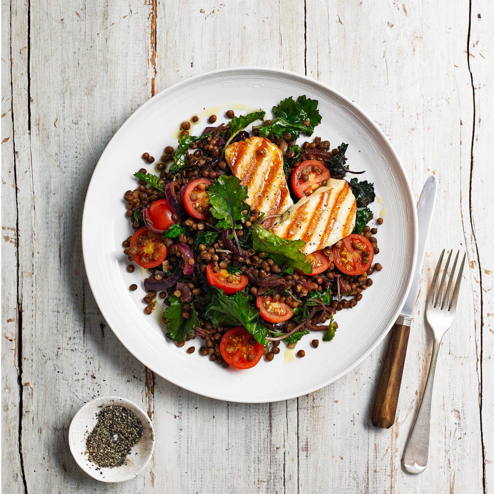warm halloumi salad