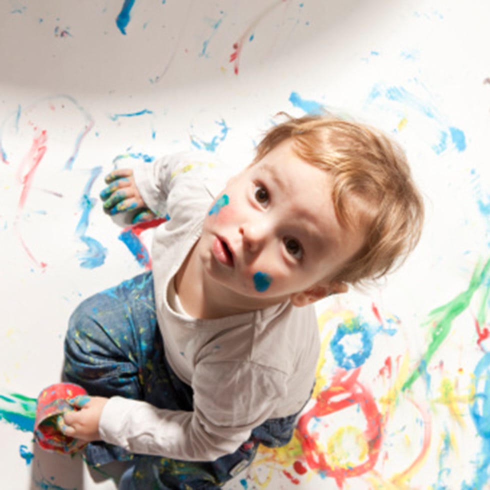 Child, Baby & toddler clothing, Toddler, Paint, Baby, Child art, Curious, 
