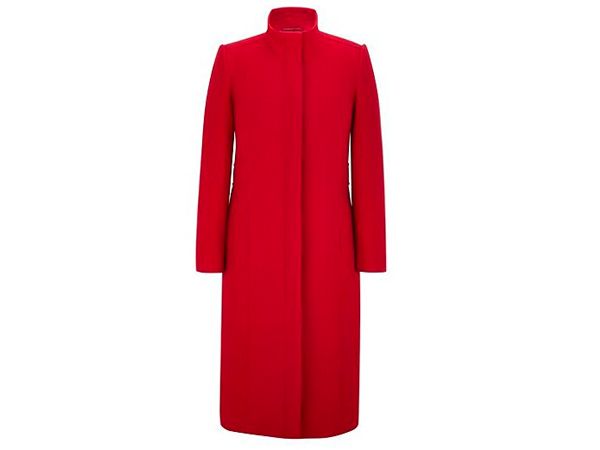 Collar, Sleeve, Coat, Textile, Standing, Red, Formal wear, Blazer, Carmine, Uniform, 