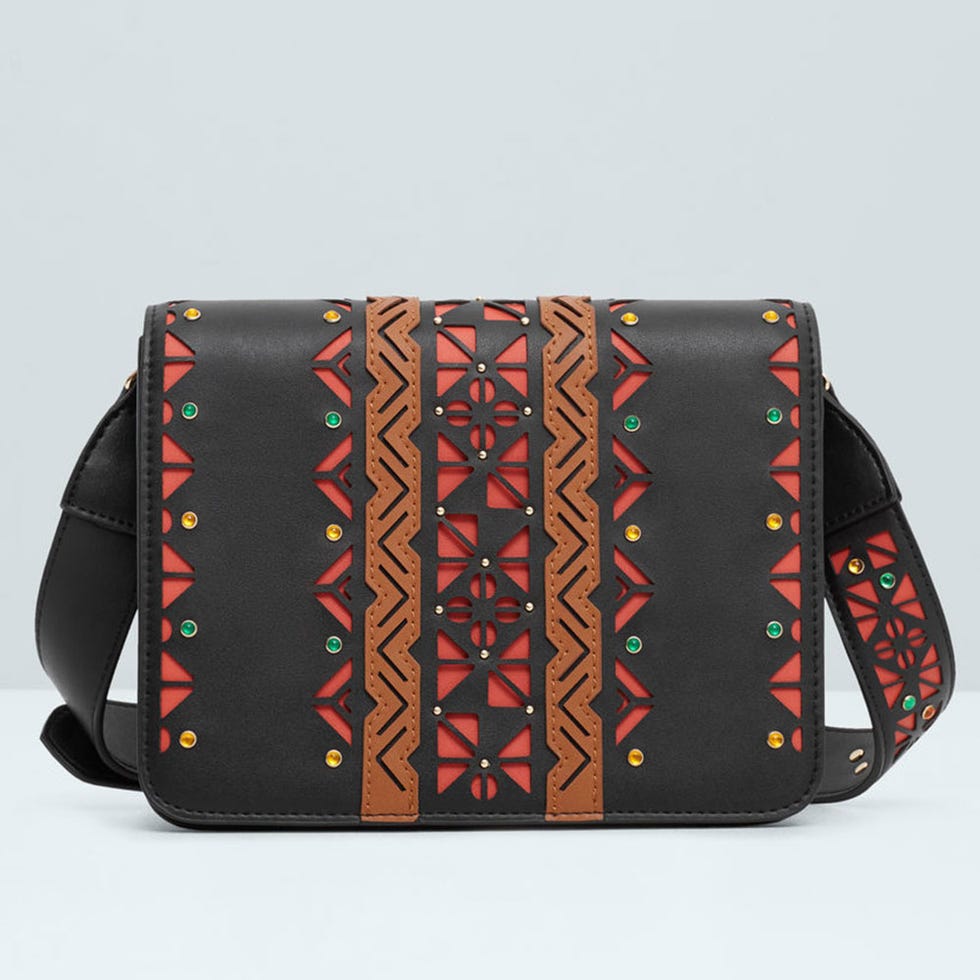Brown, Musical instrument accessory, Red, Pattern, Maroon, Carmine, Bag, Rectangle, Motif, Baggage, 