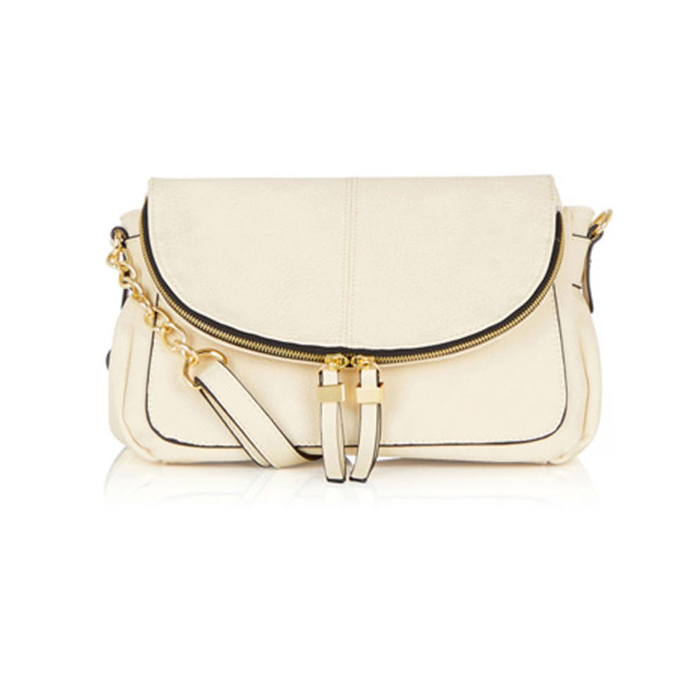 Bag, Shoulder bag, Metal, Leather, Beige, Khaki, Tan, Silver, Buckle, Steel, 