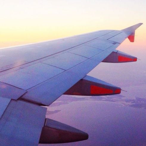 Sky, Airplane, Aircraft, Atmosphere, Air travel, Aviation, Airliner, Red, Wing, Airline, 