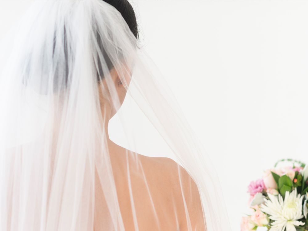 A Glorious Wedding Veil Covering The Face