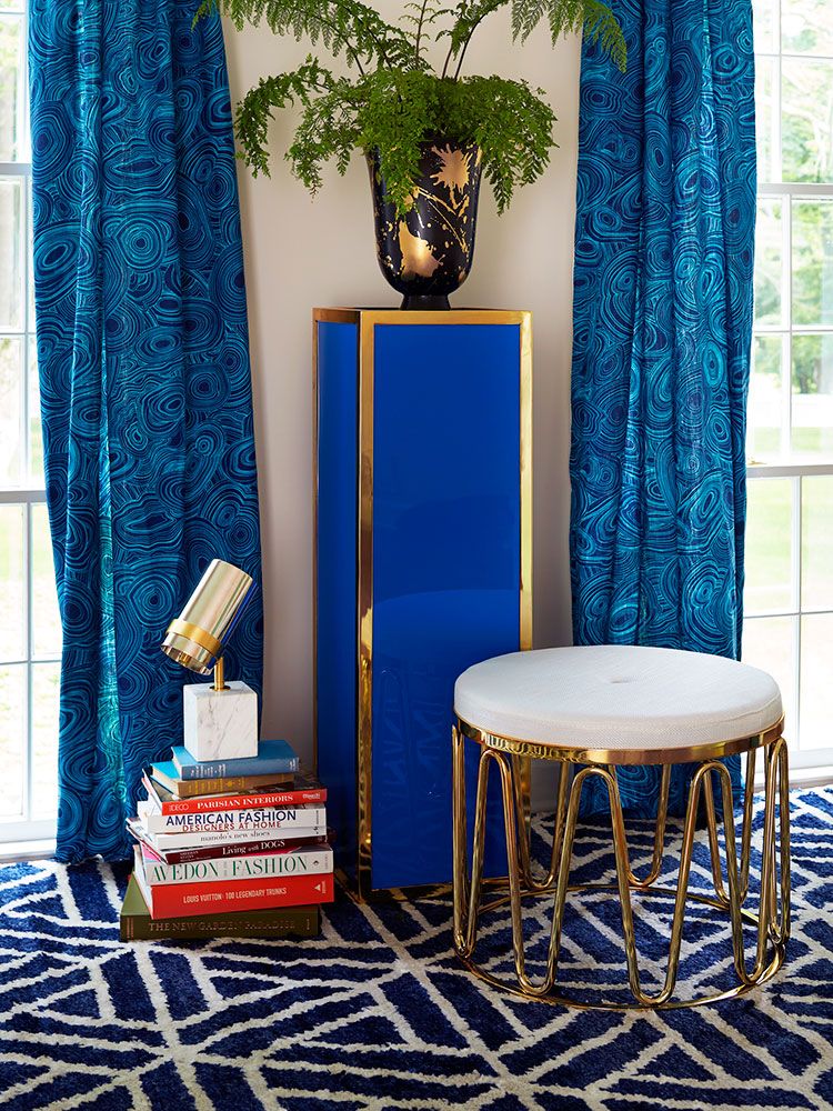 Blue, Interior design, Textile, Flooring, Room, Floor, Table, Majorelle blue, Interior design, Window treatment, 