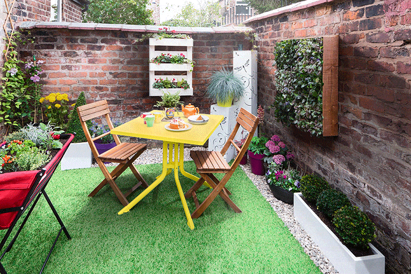 Plant, Brick, Table, Outdoor furniture, Garden, Outdoor table, Furniture, Brickwork, Chair, Backyard, 