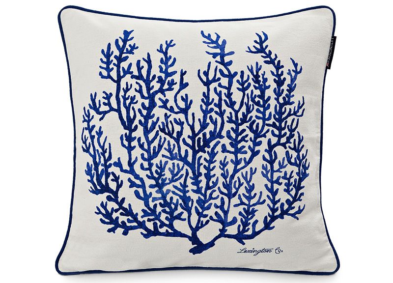 Blue, Textile, Cushion, White, Throw pillow, Linens, Pillow, Botany, Home accessories, Illustration, 