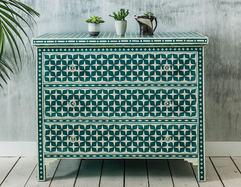 Flowerpot, Teal, Aqua, Turquoise, Floor, Sideboard, Drawer, Rectangle, Chest of drawers, Vase, 