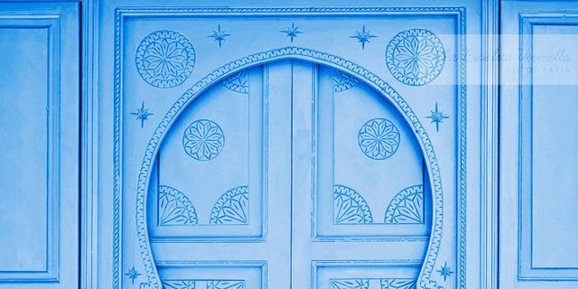 Blue, Door, Majorelle blue, Home door, Pattern, Fixture, Azure, Door handle, Handle, Teal, 