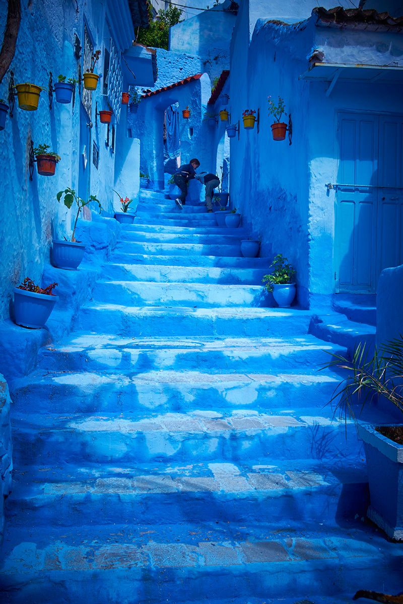 Blue, Stairs, Infrastructure, Alley, Majorelle blue, Street, Electric blue, Aqua, Azure, Paint, 