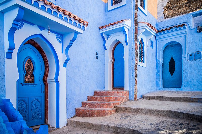 Blue, Stairs, Majorelle blue, Wall, Arch, Azure, Electric blue, Arcade, Door, Paint, 