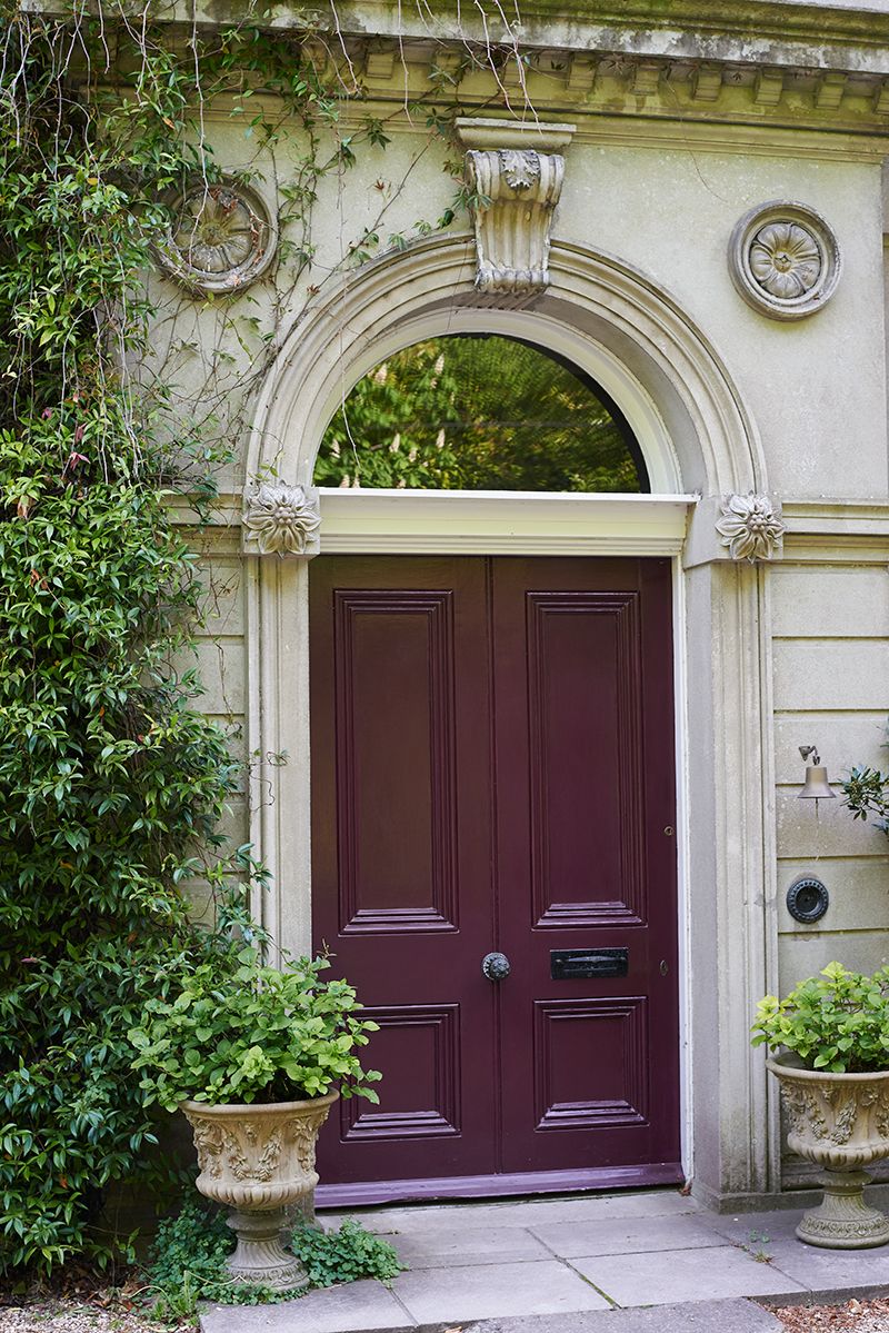 Door, Architecture, Flowerpot, Home door, House, Shrub, Fixture, Arch, Gate, Door handle, 