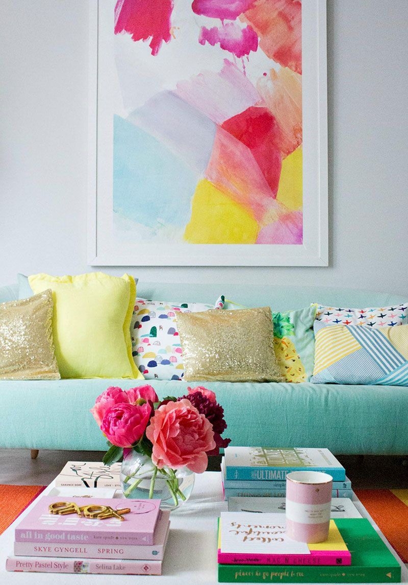 Yellow, Pink, Room, Petal, Turquoise, Teal, Aqua, Paint, Peach, Interior design, 