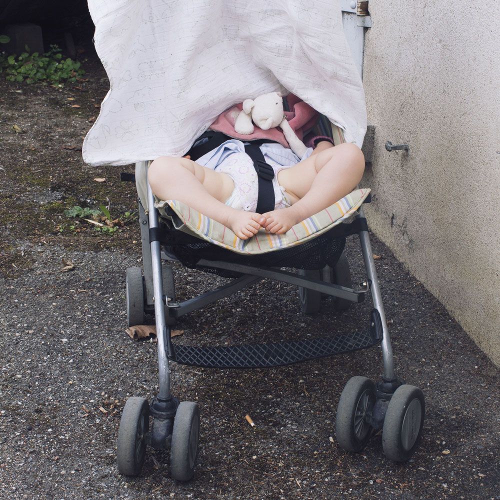 Covering stroller shop with blanket