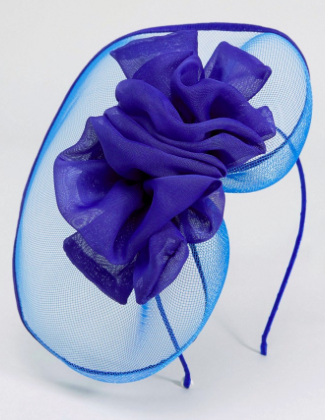Blue, Electric blue, Petal, Cobalt blue, Azure, Ribbon, Costume accessory, Knot, Artificial flower, Satin, 