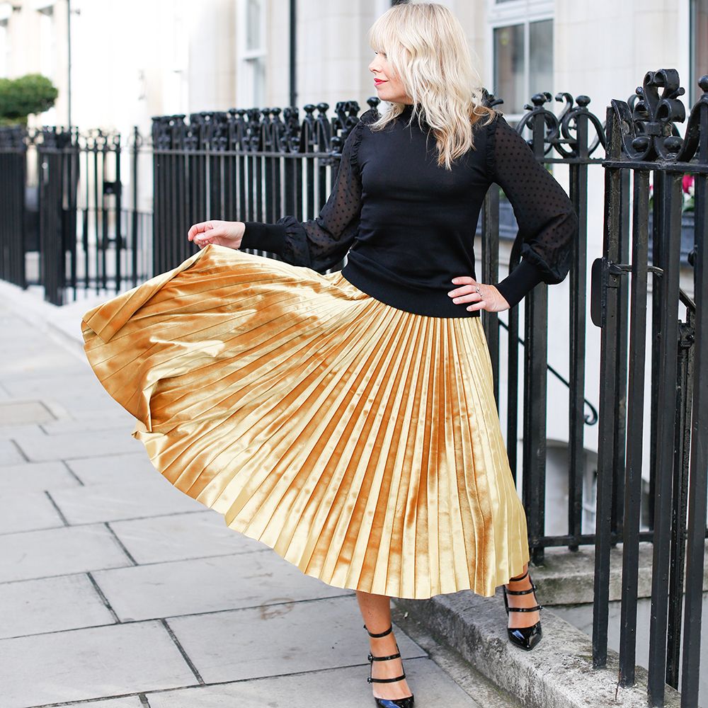 Gold Velvet Long Pleated Skirt | Velvet Long Skirt Women Skirts - Winter  Fashion - Aliexpress