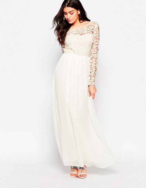 Club l high neck crochet lace maxi on sale dress with long sleeves