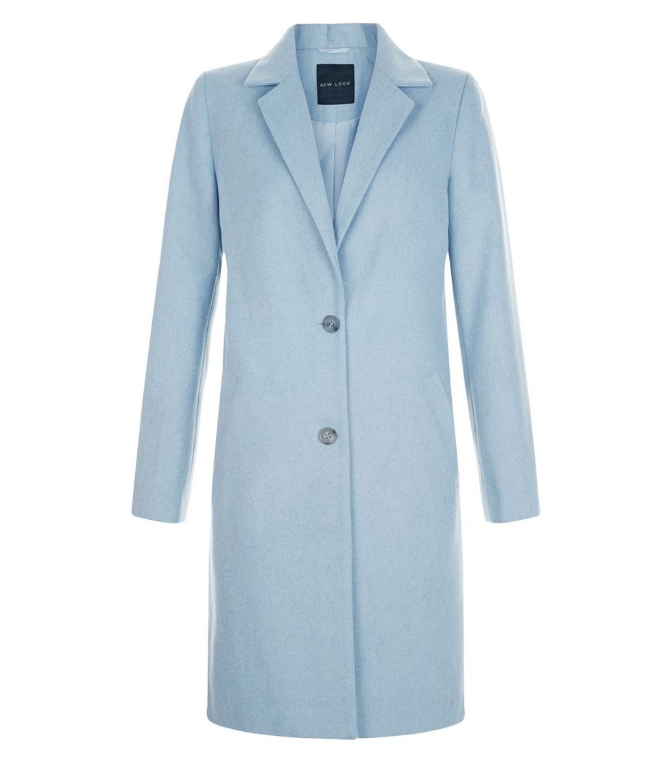 Blue, Coat, Product, Collar, Sleeve, Textile, Outerwear, Standing, Style, Formal wear, 