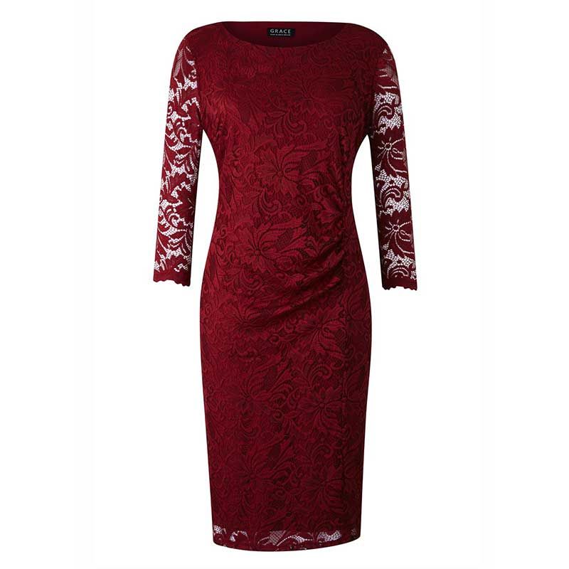 Sleeve, Dress, Red, Textile, Style, Pattern, One-piece garment, Maroon, Carmine, Fashion, 