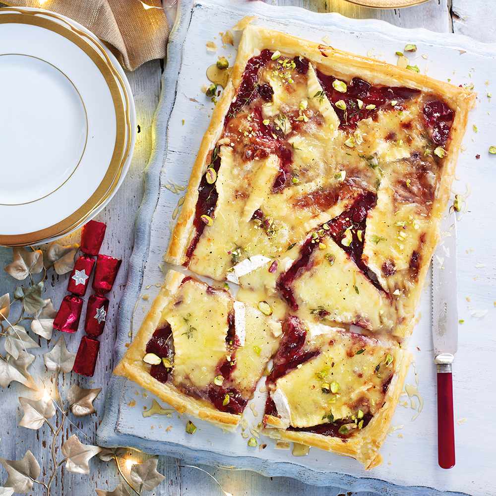 Cranberry and brie puff tart