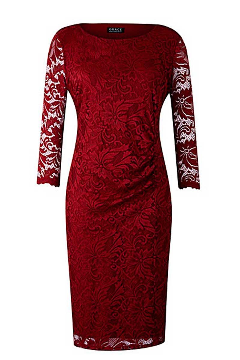 Sleeve, Dress, Shoulder, Red, Textile, Pattern, Style, One-piece garment, Maroon, Carmine, 