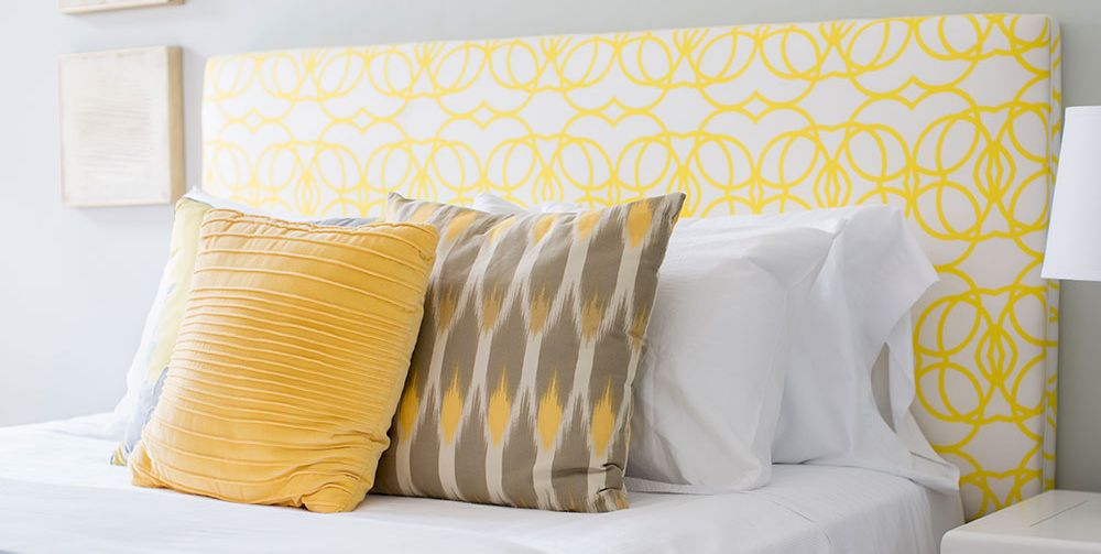 Bedroom, Furniture, Yellow, Room, Bed, Wall, Property, Interior design, Bed sheet, Pillow, 