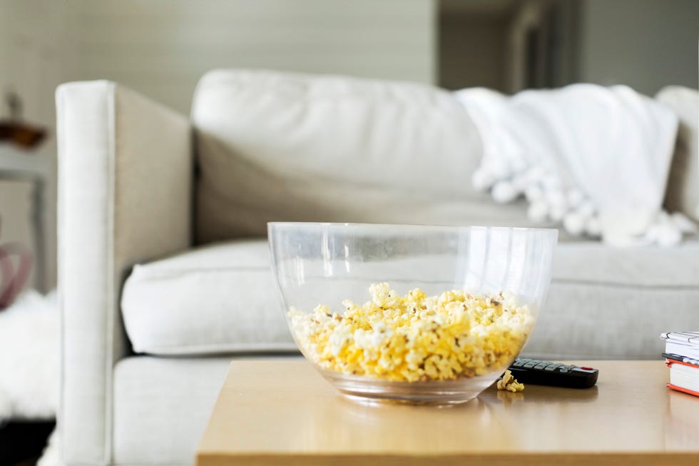 Room, Table, Home accessories, Couch, Kettle corn, Living room, Recipe, Mixing bowl, Popcorn, Breakfast, 