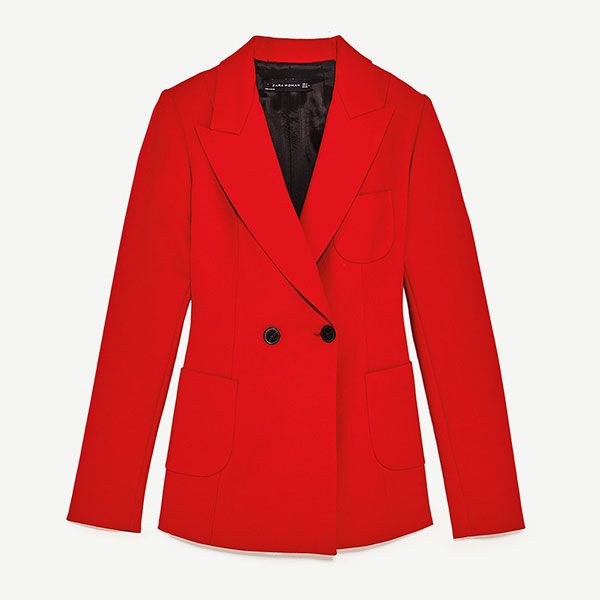 Clothing, Coat, Collar, Sleeve, Textile, Red, Outerwear, Formal wear, Blazer, Carmine, 