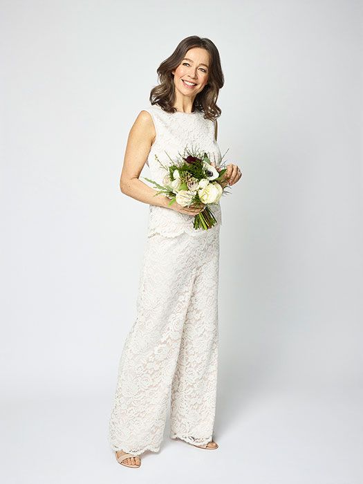 Clothing, White, Dress, Wedding dress, Gown, Bridal clothing, Bridal party dress, Shoulder, Standing, Bride, 