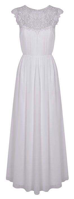 Clothing, Dress, Gown, White, Day dress, Strapless dress, Bridal party dress, A-line, Cocktail dress, Shoulder, 