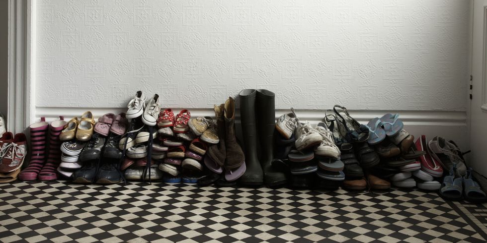 Footwear, Shoe, Room, Textile, Collection, Art, 