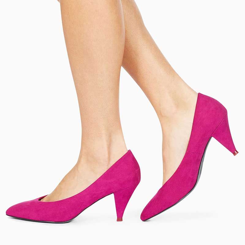 Footwear, High heels, Shoe, Court shoe, Purple, Magenta, Pink, Slingback, Violet, Leg, 