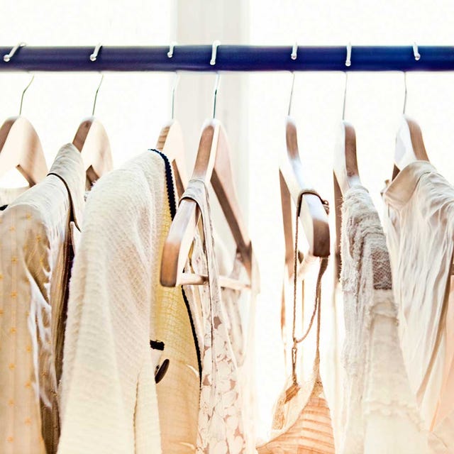 Clothes hanger, White, Closet, Room, Wardrobe, Fashion, Footwear, Fashion design, Dry cleaning, Textile, 