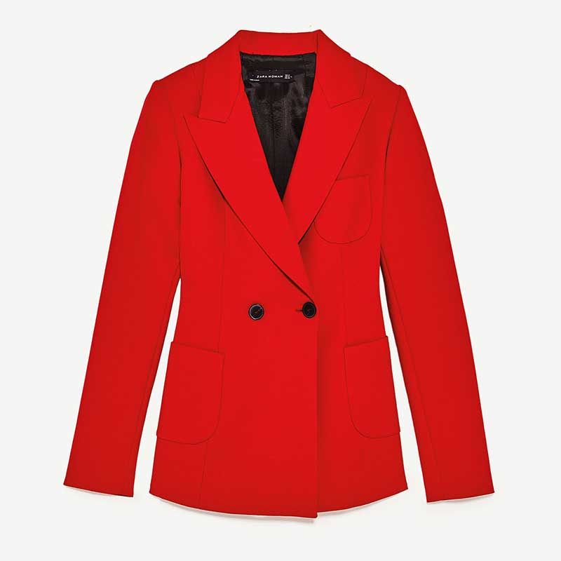 Clothing, Outerwear, Jacket, Blazer, Sleeve, Red, Coat, Button, Collar, Top, 
