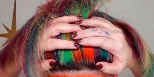 Hair, Hand, Cool, Tattoo, Neck, Hair coloring, Mouth, Nail, Temporary tattoo, Flesh, 