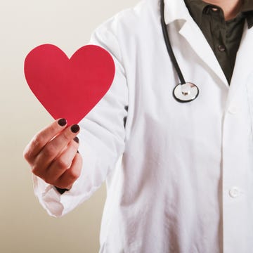 Stethoscope, Heart, Red, Pink, Heart, Love, White coat, Formal wear, Tuxedo, Hand, 