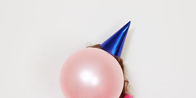 Pink, Balloon, Party supply, Costume accessory, Hair accessory, Fashion accessory, Party hat, Costume, Headpiece, Peach, 