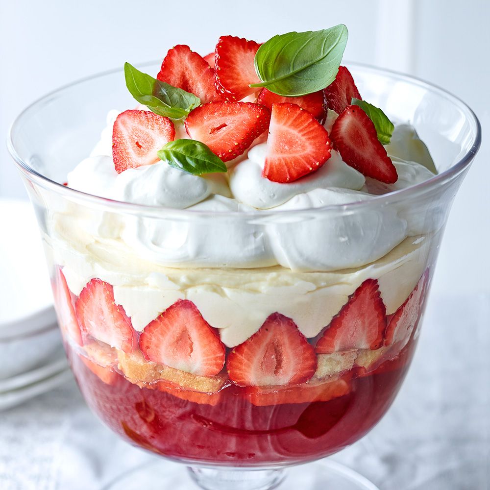 best trifle recipes strawberry,  gin and basil trifle