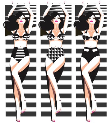 Fashion illustration, Fashion, Line, Dress, Leg, Illustration, Fashion design, Swimwear, Waist, Black-and-white, 