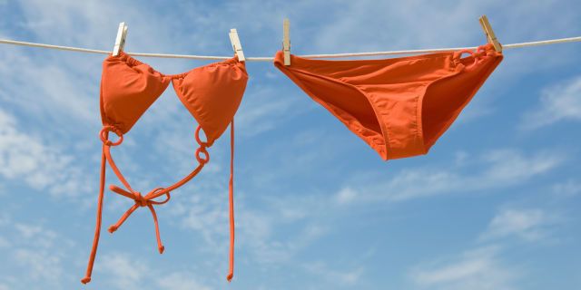 Undergarment, Orange, Red, Lingerie, Swimsuit bottom, Briefs, Bikini, Underpants, Flag, Swimwear, 