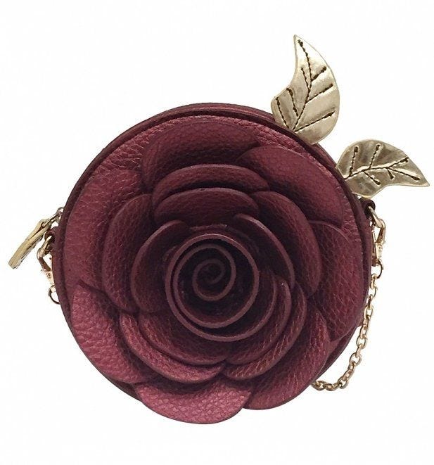 Purple, Violet, Coin purse, Maroon, Fashion accessory, Magenta, Rose, Plant, Flower, Camellia, 